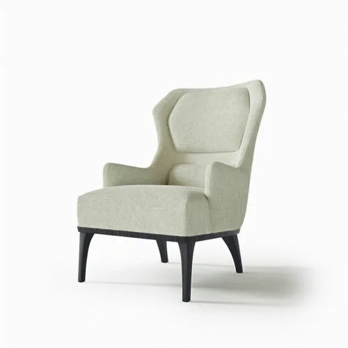 Ara bergère armchair in fabric, for classic living room or office, made in Italy by Carpanelli.