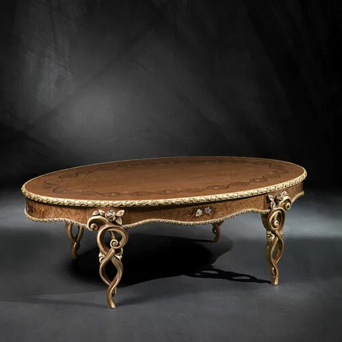 Tavolino Vanity classico di design artigianale in legno con finiture raffinate, made in Italy by Carpanelli.