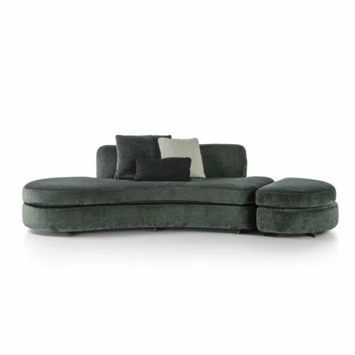 Modern Contour sofa and ottoman for a luxury living room, in fabric made in Italy by Carpanelli.