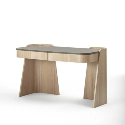 Shape designer wooden desk for the office or living area, made in Italy by Carpanelli.